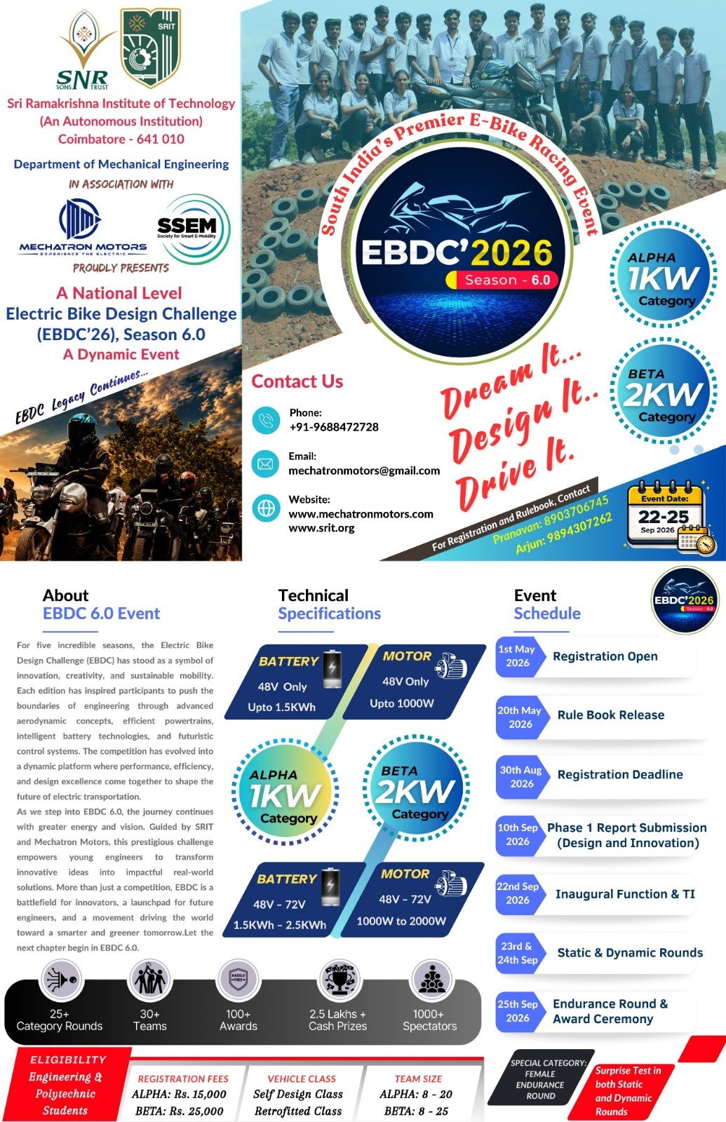 A National Level Electric Bike Design Challenge (EBDC’26), Season 6.0 Bike Design Challenge Poster 